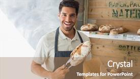  Presentation with coffee shop - Beautiful slide deck featuring sweet food at coffee shop backdrop and a coral colored foreground