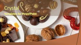  Presentation with christmas chocolate - Colorful PPT layouts enhanced with sweet-food-background-for-christmas backdrop and a tawny brown colored foreground