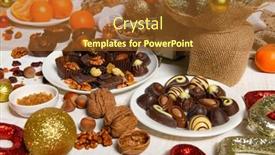  Presentation with christmas food - Colorful PPT theme enhanced with sweet-food-background-for-christmas backdrop and a tawny brown colored foreground