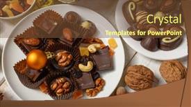  Presentation with christmas chocolate - PPT theme featuring sweet-food-background-for-christmas background and a tawny brown colored foreground