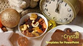  Presentation with christmas chocolate - Slide set with sweet-food-background-for-christmas background and a tawny brown colored foreground