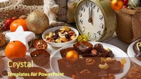  Presentation with christmas chocolate - Amazing slide set having sweet-food-background-for-christmas backdrop and a tawny brown colored foreground
