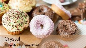  Presentation with junk food - Slides having sweet food junk-food background and a coral colored foreground