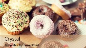  Presentation with junk food - Slide deck consisting of sweet food junk-food background and a coral colored foreground