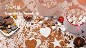  Presentation with food cocoa - Slide deck consisting of sweet-food-top-view-background background and a coral colored foreground