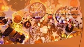  Presentation with food cocoa - PPT theme having sweet-food-top-view-background background and a gold colored foreground
