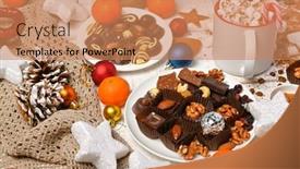  Presentation with food cocoa - Colorful presentation theme enhanced with sweet-food-top-view-background backdrop and a coral colored foreground