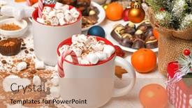  Presentation with food cocoa - Presentation theme featuring sweet-food-top-view-background background and a coral colored foreground