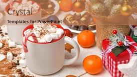  Presentation with food cocoa - Beautiful presentation design featuring sweet-food-top-view-background backdrop and a coral colored foreground