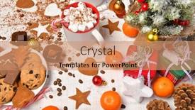  Presentation with food cocoa - Amazing PPT theme having sweet-food-top-view-background backdrop and a coral colored foreground