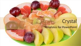  Presentation with white plate - Presentation featuring sweet fresh fruits on plate background and a yellow colored foreground