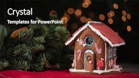  Presentation with gingerbread house - Beautiful PPT layouts featuring sweet gingerbread house and christmas backdrop and a black colored foreground