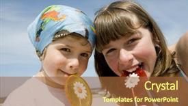  Presentation with lollipop - Beautiful slides featuring sweet girls with lollipop backdrop and a tawny brown colored foreground