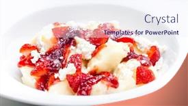  Presentation with strawberries - PPT theme featuring sweet-gnocchi-served-with-fresh background and a sky blue colored foreground
