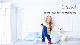  Presentation with knitted clothes - Amazing slide set having sweet home - cute teen girl backdrop and a sky blue colored foreground