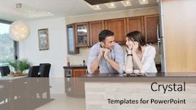  Presentation with modern food - PPT theme with sweet home - happy young couple have fun background and a mint green colored foreground