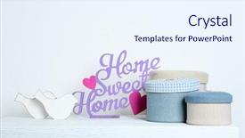  Presentation with birds - Beautiful PPT layouts featuring sweet home - textile boxes with decorative birds backdrop and a sky blue colored foreground