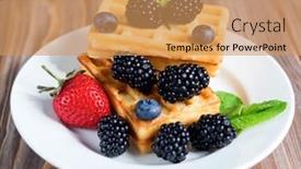  Presentation with white plate - Colorful presentation theme enhanced with sweet-homemade-berry-belgian-waffle backdrop and a coral colored foreground