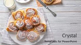  Presentation with cinnamon - Slide deck featuring sweet homemade cinnamon rolls background and a light gray colored foreground