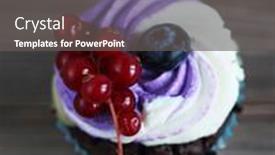  Presentation with blueberries - Presentation design having sweet-homemade-cupcakes-with-blueberries background and a dark gray colored foreground