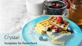  Presentation with waffles - PPT layouts consisting of sweet-homemade-waffles-with-forest background and a light blue colored foreground