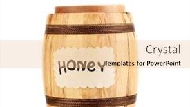  Presentation with honey - Cool new PPT theme with sweet honey in barrel isolated on white backdrop and a coral colored foreground
