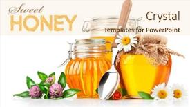  Presentation with honey bee - PPT theme enhanced with sweet honey in glass jars background and a lemonade colored foreground