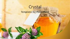  Presentation with white flowers - Colorful slides enhanced with sweet honey in glass jars backdrop and a blonde colored foreground