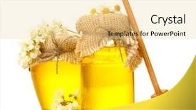  Presentation with honey - Audience pleasing PPT layouts consisting of sweet honey jars and acacia flowers isolated on white backdrop and a blonde colored foreground