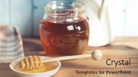  Presentation with honey bee - Presentation theme having sweet honey on dipper background and a coral colored foreground