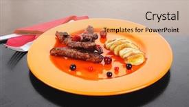  Presentation with meat beef - Presentation theme with sweet honey sauce on orange background and a  colored foreground