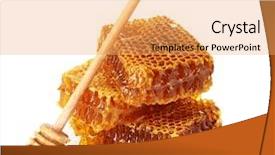  Presentation with honeycomb - Colorful PPT theme enhanced with sweet honeycomb and wooden drizzler backdrop and a yellow colored foreground