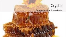  Presentation with honey bee honeycomb - Presentation design featuring sweet honeycomb with honey bee and flower isolated on white background and a white colored foreground