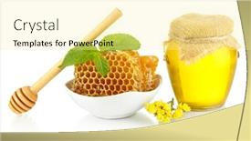  Presentation with accounting financial bank banking account - Presentation theme featuring sweet-honeycombs-in-bowl background and a blonde colored foreground