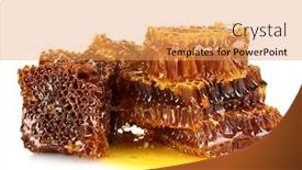  Presentation with honey - Audience pleasing PPT theme consisting of sweet honeycombs with honey isolated on white backdrop and a yellow colored foreground