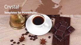  Presentation with coffee chocolate - Slides with sweet hot drink black coffee background and a coral colored foreground