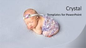  Presentation with flowery - Amazing theme having sweet infant girl sleeping in a funny pose covered with a light flowery scarf backdrop and a lemonade colored foreground