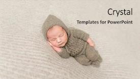  Presentation with knitted clothes - Amazing theme having sweet infant taking a nap in brown knitted clothes on side hand under his cheek backdrop and a lemonade colored foreground