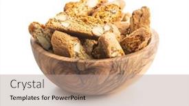  Presentation with almonds - Presentation with sweet-italian-cantuccini-cookies-almonds background and a coral colored foreground