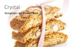  Presentation with almonds - Colorful presentation theme enhanced with sweet-italian-cantuccini-cookies-almonds backdrop and a white colored foreground