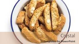  Presentation with almonds - Slide deck featuring sweet-italian-cantuccini-cookies-almonds background and a gold colored foreground