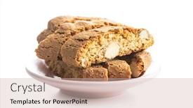  Presentation with almonds - PPT theme consisting of sweet-italian-cantuccini-cookies-almonds background and a soft green colored foreground