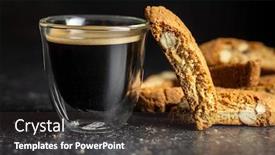  Presentation with almonds - PPT theme consisting of sweet-italian-cantuccini-cookies-almonds background and a wine colored foreground