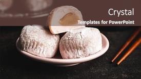  Presentation with dessert - Presentation theme featuring sweet-japanese-mochi-dessert background and a tawny brown colored foreground