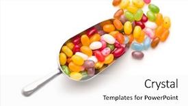  Presentation with jelly - PPT theme with sweet jelly beans in scoop background and a white colored foreground
