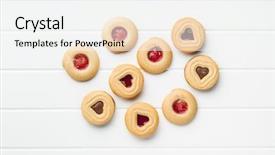  Presentation with cookies - PPT theme consisting of sweet jelly cookies top view background and a white colored foreground