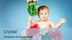  Presentation with baby girl christening - PPT layouts having sweet little baby girl sitting background and a light blue colored foreground