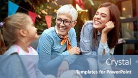  Presentation with birthday party - Colorful slide deck enhanced with sweet-little-girl backdrop and a teal colored foreground