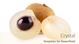  Presentation with sweet - PPT theme having sweet-longan-fruits-isolated background and a cream colored foreground