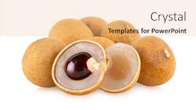  Presentation with sweet - PPT theme enhanced with sweet-longan-fruits-isolated background and a yellow colored foreground